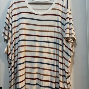 Striped crew-Neck Women’s Top in white with Multicolor Stripes